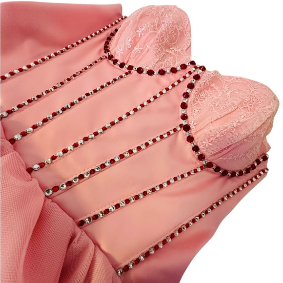 Sugar Thrillz Pink Strapless corset Dress with heart Lace Chrystal embellished - Picture 8 of 12